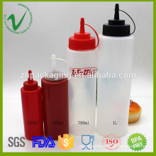 LDPE dropper cap cylinder empty squeeze plastic sauce bottle with food grade